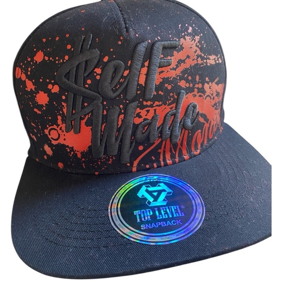 Black and Red Snapback Hat with Graffiti Design - Picture 1 of 6